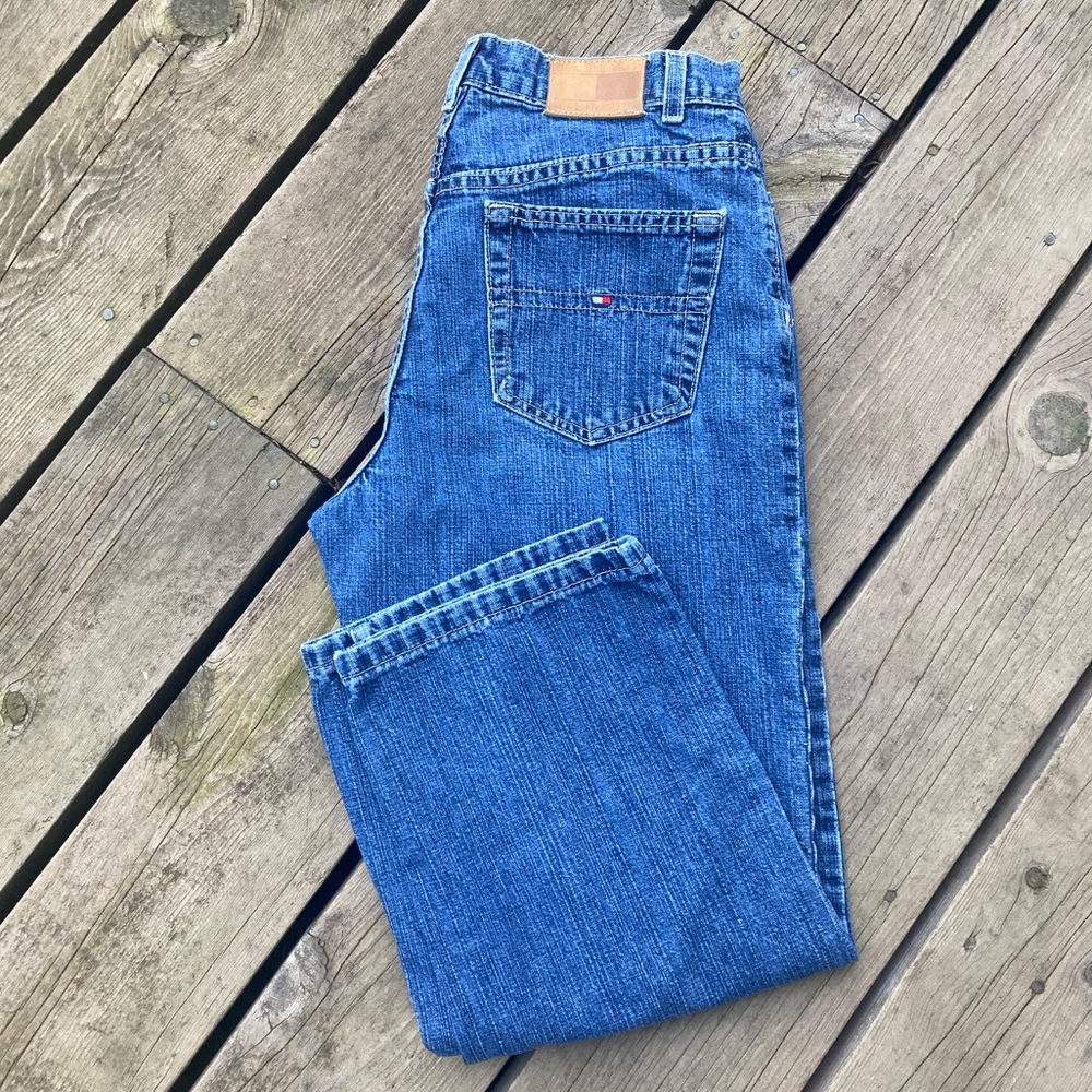 TOMMY HILFIGER Vintage Cropped Wide Leg Jeans Blue Denim Size 8 - Picture 2 of 12